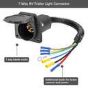 7 Pin Trailer Plug,7 Way Trailer Light Connector Socket,7 Prong Electrical Truck End Wiring Harness Vehicle Side,7 Pin Truck Plug Quick Converter with Mounting Bracket