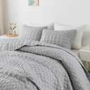 WDCOZY Light Grey Quilts Queen Size Bedding Set with 2 Pillow Shams, Lightweight Soft Bedspread Coverlet, Thin Comforter Bed Cover for All Season, 3 Pieces, 90x90 inches