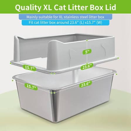 Plastic Lid for Large Stainless Steel Cat Litter Box, 23.6" x 15.7" x 4"