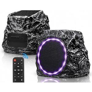 Daworot Upgraded Outdoor Rock Bluetooth 6.0 Speaker 60W Deep Bass Wireless Outdoor with Solar Charging, Remote Control,IPX7 Waterproof Speaker with Perfect for Pool,Garden,Patio - 2 Packs