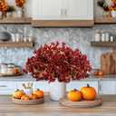 10PCS Outdoor Fall Faux Flowers UV Resistant Morning Glory Artificial Flowers Eucalyptus Plants for Autumn Garden Patio Window Box Planter Home Decor (Burgundy)