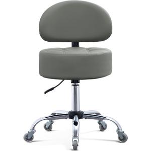 Ergonomic Drafting Stool with Backrest, 400LB Heavy Duty Hydraulic Stool, 19-25 Inch Adjustable Height Rolling Stool Chair with Lumbar Support for Standing Desk, Salon, Tattoo, Kitchen, Home Office