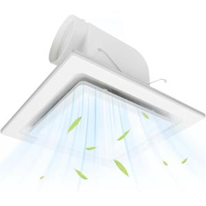 Bathroom Exhaust Fan with Light,6000K 12W Square LED,141CFM 0.7 Sones 4 Inches Duct 115V,Quiet Bathroom Ventilation Exhaust Fan for Shower/Restroom/Office/Home (6000k LED)