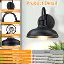 Gooseneck Outdoor Light Fixtures, 2-Pack Farmhouse Barn Lights for Porch, Industrial Black Exterior Wall Sconce for Garage, Patio, E26 Base Anti-Rust for Garage Frontdoor Entryway Doorway, 7.6''-No Sensor
