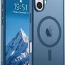 SUPFINE Magnetic for iPhone 16 Case (Compatible with MagSafe) (Military Grade Drop Protection) Slim Translucent Matte Shockproof with Anti-Fingerprint Phone Case,Deep Blue