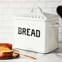 Creative Co-Op Distressed White Bread Box with Lid, 13.5" L X 8.5" W X 12" H