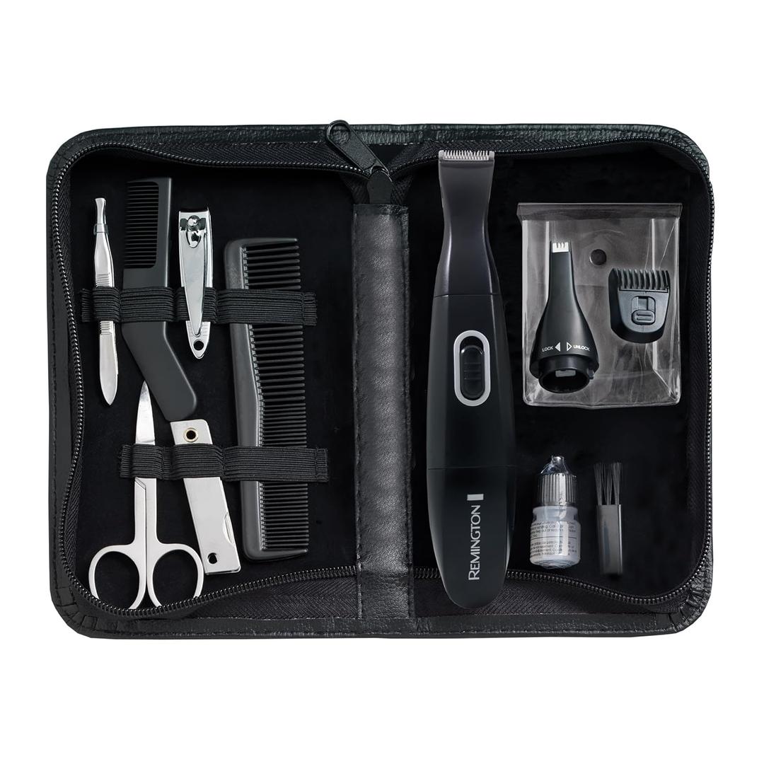 Remington Precision Grooming Travel Kit, Black (15 Piece Set)