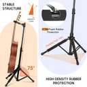 CAHAYA Gravity Lock Guitar Stand Folding Tripod Floor Stand with Neck Holder Height Adjustable Universal Guitar Stand for Acoustic Electric Classical Bass Guitar
