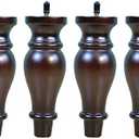 Antique Color Solid Wood Gourd Furniture Legs,M8 Threaded Rod Coffee Table Legs,Sofa Replacement Legs,TV Cabinet/Bed Support Legs,with Sleeve,Floor Protection Pad,4pcs (18cm/7.1in)
