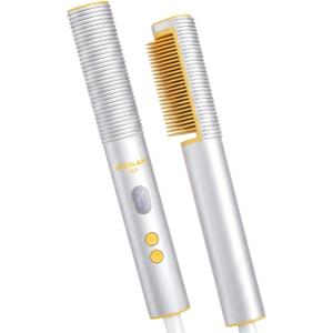 SHEGLAM Hot Comb Straightener, Hair Straightener with 24K Gold Heated Comb, 3D Ionic Hair Straightening Brush, Anti-Scald Design, Fast Heat-Up, Auto-Off, Frizz Control, Sleek & Smooth Styling