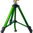Impact Sprinkler on Tripod Base, Tripod Sprinklers with Brass Head, 360 Degree Large Area Irrigation with Extension Legs Flip Locks, Heavy Duty 3/4" Connector for Lawn Yard Garden