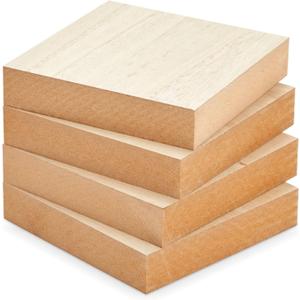 Bright Creations 4 Pack of Unfinished Wood Blocks for Crafting, Wall Decorations, MDF Wooden Squares 1 Inch Thick for DIY Projects, Art Classes, Photo Blocks, Painting (5x5 Inches) (Square 5x5in)