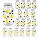 WGXX 18 Pcs Softballs Plastic Cups 14.2 oz Plastic Tumblers with Lid and Straw Clear Reusable Softballs Cups Sports Party Favors Birthday Sports Party Supplies