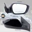 Right Passenger Side Mirror Compatible With 2011 2012 2013 Hyundai Elantra With Manual folding Power Glass Heated Black Replace#HY1321179(5Pins)