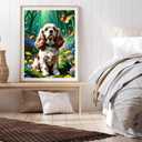 American Cocker Spaniel Diamond Art Painting Kits, Green Forest Dog DIY Round Full Drill Diamond Dots Paintings for Beginners Adults, 5D Paint Diamonds Pictures Gem Art Painting Kits 12x16 inch