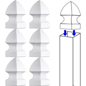 Lothee 6 Pcs Vinyl Post Cap Gothic Post Caps Decking Caps PVC Fence Parts for Decks Fence Mailbox (4'' X 4'')