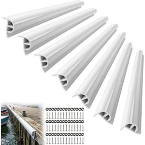 ORLANG 23ft Marine-Grade Dock Bumpers,7-Section PVC Dock Fenders with Stainless Steel Screws and Washers,P-Type Boat Dock Guards,Dock Post Bumpers for Docking Edges, Horizontal Decks or Piers(White)