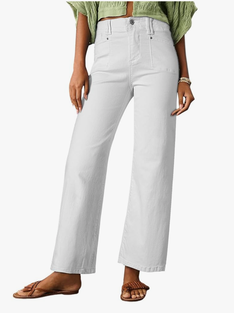 Astylish Womens Wide Leg Jeans High Waisted Stretchy Buttoned Denim Pants Trendy 2025 with Pocket, Size 16
