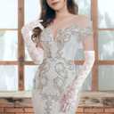 Lace Gloves, Bridal Floral Lace Gloves for Women - Tea Party, 1920s Costumes, Prom, Masquerade - One Pair, Length 21.3inch (White)