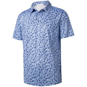 BOJIN Men's Print Golf Polo Shirts 167A Blue Pattern 3X (XXXL)