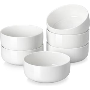 MALACASA 24 OZ Cereal Bowls, Porcelain Soup Oatmeal Bowls Set of 6, Kitchen Ceramic Serving Bowl, Dishwasher Microwave Oven Safe, White