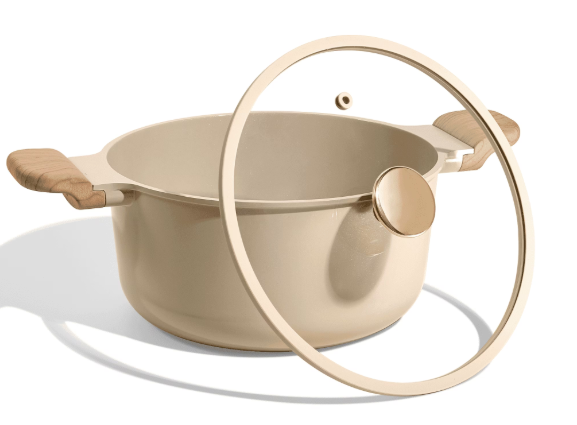 Carote 4.5 QT Stock Pot with Lid, Ceramic Nonstick Soup Pot, Induction Compatible, Easy to Clean, Oatmeal 