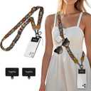 Phone Lanyard Crossbody, Boho Cell Phone Lanyard for Around The Neck Adjustable Phone Strap, Anti Theft Cute Lanyard for iPhone Case ID Holder Keys Phone Accessories Travel Essential