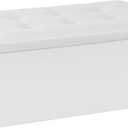 Youdesure White Folding Storage Ottoman Bench, Faux Leather Footrest for Living Room, Ottoman with Storage Padded Seat for Bedroom, Holds up to 350lbs, 30 inches