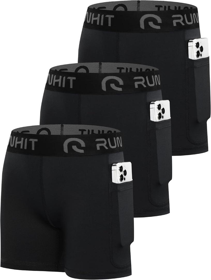Runhit 3 Pack 4" Girls Volleyball Shorts Spandex Dance Shorts for Girls Youth Running Athletic Biker Shorts with Pockets Black, Small