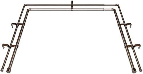 HOTOZON 1 Inch Heavy Duty Double Bay Window Curtain Rods,36-72 Inch Center Rod for Window (24 to 68 Inch), 20-36 Inch Side Rods for windows (16-32 Inch), Antique Bronze, End Cap Finials
