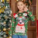 Funnycokid Kids Ugly Christmas Sweater Girls Boys Xmas Sweatshirt Funny Fleece Outfit 3D Print Clothes 4-16 Years (Green, M)