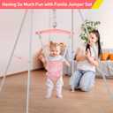 FUNLIO Baby Jumper with Stand for 6-24 Months, Infant Jumper for Indoor/Outdoor Play, Toddler Jumper for Baby Girl/Boy, with Adjustable Chain, Easy to Assemble & Store (with Stand) - Pink