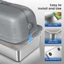Enclosed Stainless Steel Litter Box with Lid, XL Side Entry Extra Large Litter Box for Big Cats & Multiple Cats,Metal Cat Pan with High Sided,Include Scoop and Mat,Anti-Leakage, Odor Free, Non-Sticky