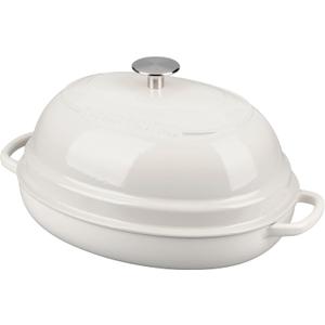 Enameled Oval Cast Iron Dutch Oven Pot with Lid, Bread Dutch Oven for Sourdough Bread Baking, Dutch Oven Bread, Bread Oven, 6QT, White