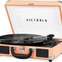 Victrola Journey Bluetooth Portable Suitcase Record Player with Built-in Speakers, 3 Speed Vinyl Record Player, RCA Out, Headphone Jack (Rose Gold)