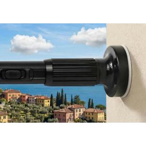 Tension Curtain Rods 51-122 Inch(5-10 Ft),Long Tension Rods No Drilling,Heavy Duty tension rod for Bathroom Windows Room Divider Outdoor Patio,Easy Install,Never Rust,Diameter 1.26 In-Black