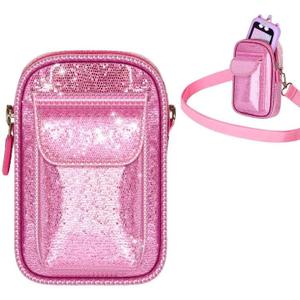 Kids Smart Phone for Girls Universal Bag for Luyiilo/ for Luoba/for Yosfeng/for WEOLULI and More, Glitter Powder Bag with Removable Shoulder Strap Fits Toddler Phone/Data Cables/SD Cards - Pink