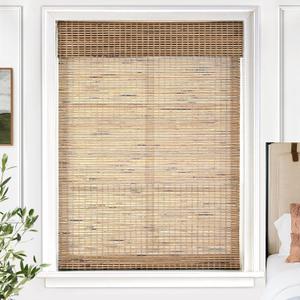 Light Filtering Cordless Bamboo Roman Shades for Windows, Size 20" W  64" H Tatami