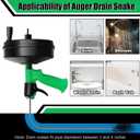50 Ft Drain Snake, Fast Unclog Snake, Manual & Electric Plumbing Snaker for Shower Sink, Toilet and Kitchen, Drain Auger 50 ft Comes with Gloves and Bag, 1/4 Inch, Green
