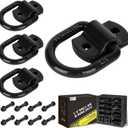 AUTOBOTS 1/2" Heavy Duty Bolt-On Forged D Ring, 12000Lbs Break Strength Tie Down Anchors Hooks, for Trailers, Trucks, and Cargo Tie Downs (Pack of 4) Black