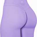 TomTiger Yoga Shorts for Women Tummy Control High Waist Biker Shorts Exercise Workout Butt Lifting Tights Women's Short Pants (Lavender)