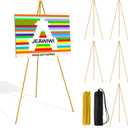 JEAWIWI 6PCS Golden Easel Stand for Wedding Sign Stand, 66 Inch Adjustable Metal Easels for Display, Portable Folding Easel for Wedding, Display Show, Arts, Poster with Portable Bags