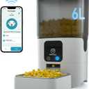 Smart Automatic Cat Feeders: WiFi Pet Feeder with APP Control for Remote Feeding, Detachable for Easy Clean, Automatic Cat Food Dispenser with Alexa,1-30 Meals Per Day for Dog (6L/25Cup)