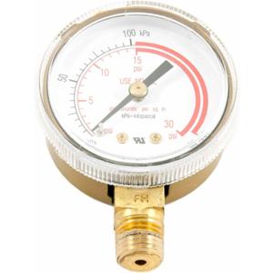 Forney 87730 Acetylene Gauge, Low Pressure, 2-Inch-by-1/4-Inch NPT, 0-30 PSI