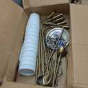 31.5" Gold Chandelier, 5-Light Brass Modern Chandeliers with White Fabric Shade, Classic Farmhouse Ceiling Light Fixture, Adjustable Pendant Light for Kitchen Island Dining Room Bedroom Entryway Foyer