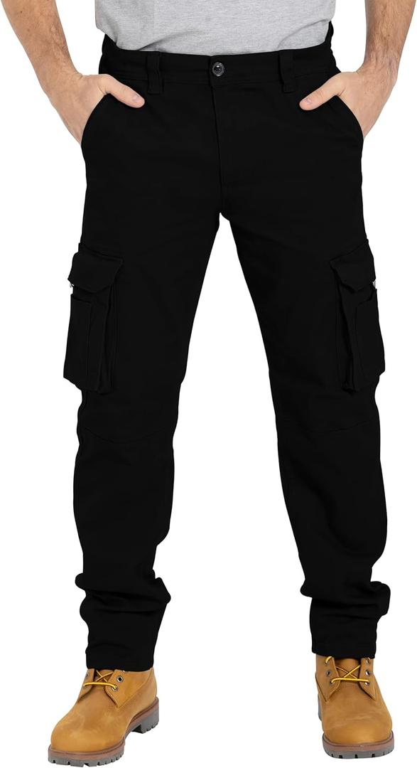 Alamo Casual Cargo Pants for Men - Stretchable, Regular Fit Cargo Work Pants for Men - 6 Pocket Outdoor Mens Work Pants (34W x 32L, Black)