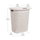 Mind Reader Slim Laundry Hamper with Lid, 50L Clothes Basket, Premium Wicker Design, Plastic, Ivory