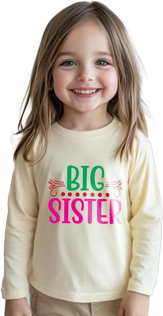 Big Sister Shirts for Girls Gifts Promoted to Big Sister Announcement Shirt Toddler, Size: 5-6 Years