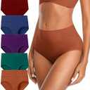 JUYINA Womens Mid High Waisted Cotton Underwear Breathable Briefs Panties 5 Pack, 3XL