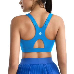 RUNNING GIRL High Impact Sports Bras for Women High Support Molded Cups, Adjustable Straps Sports Bra with Sewn in Pads (Large, Dazzling Blue)